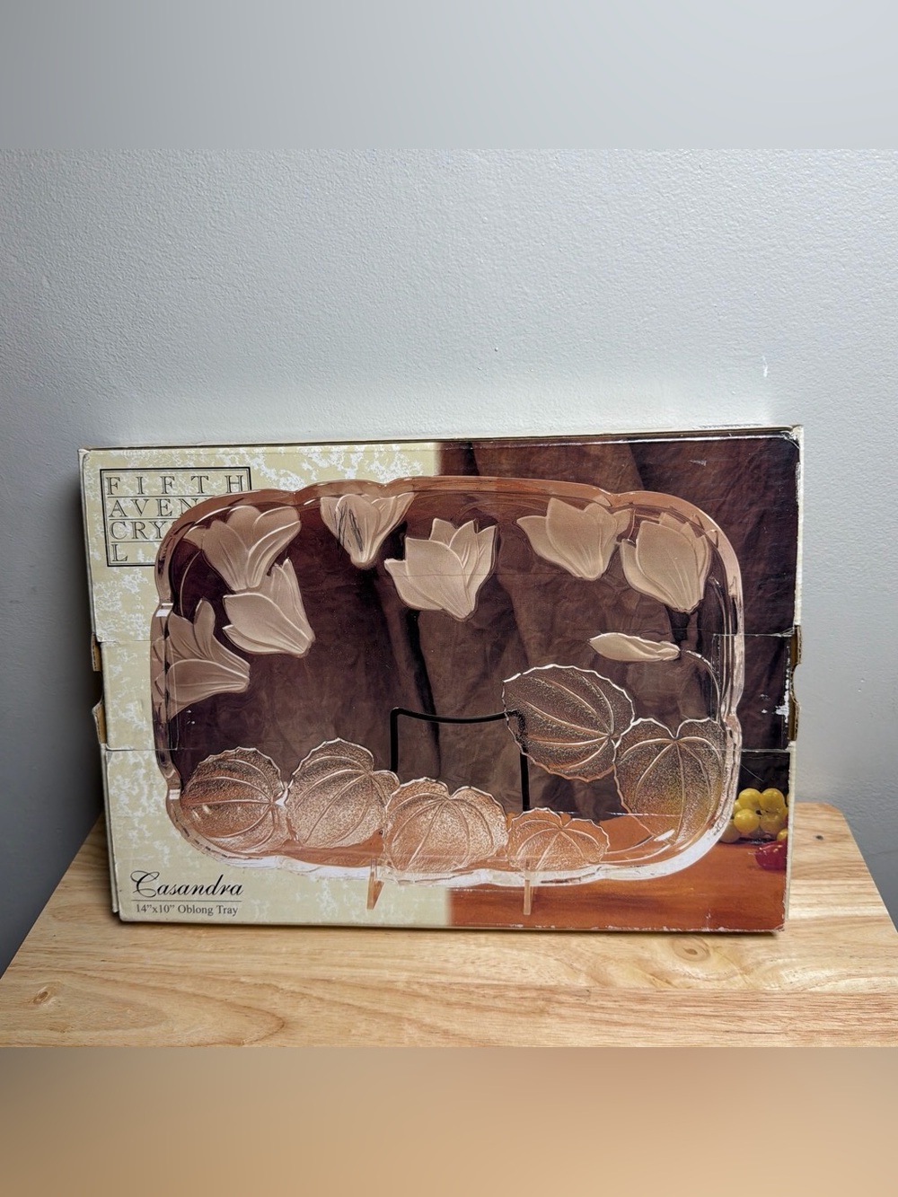 Avenue Rose-Tinted Embossed Floral Oblong Tray